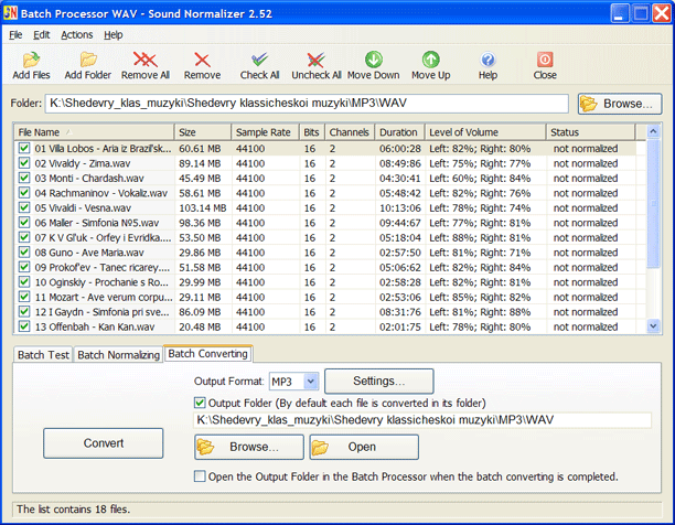 The Batch Converting WAV