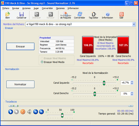 The interface of program Sound Normalizer