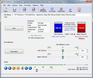 The Sound Normalizer improves a volume of Mp3, Mp4, FLAC, Ogg, APE, AAC and Wav 